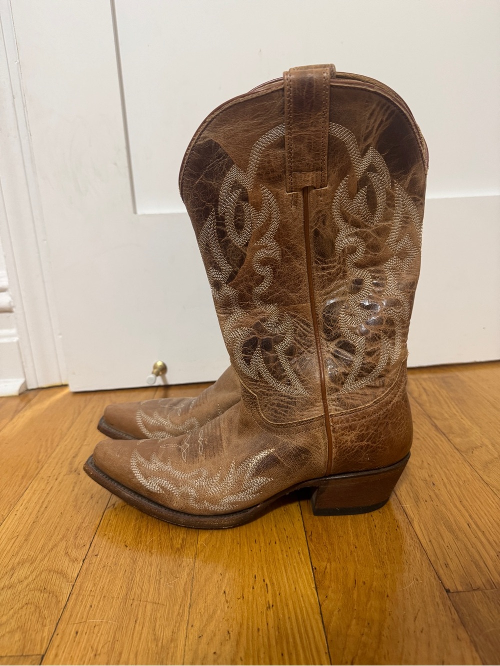 Shyanne Tan Brown Embroidered Western Lace-Up Boots